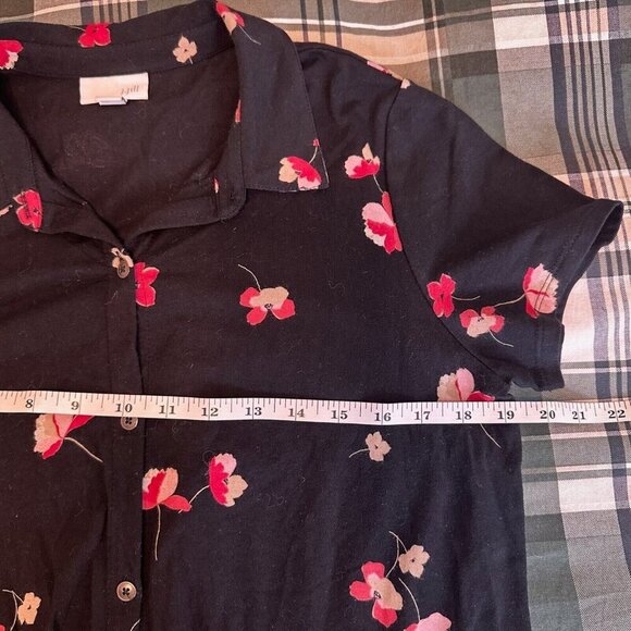 J Jill Dress Womens Size S Black Dark Floral Button Up Short Sleeve‎ Pockets - Picture 9 of 10